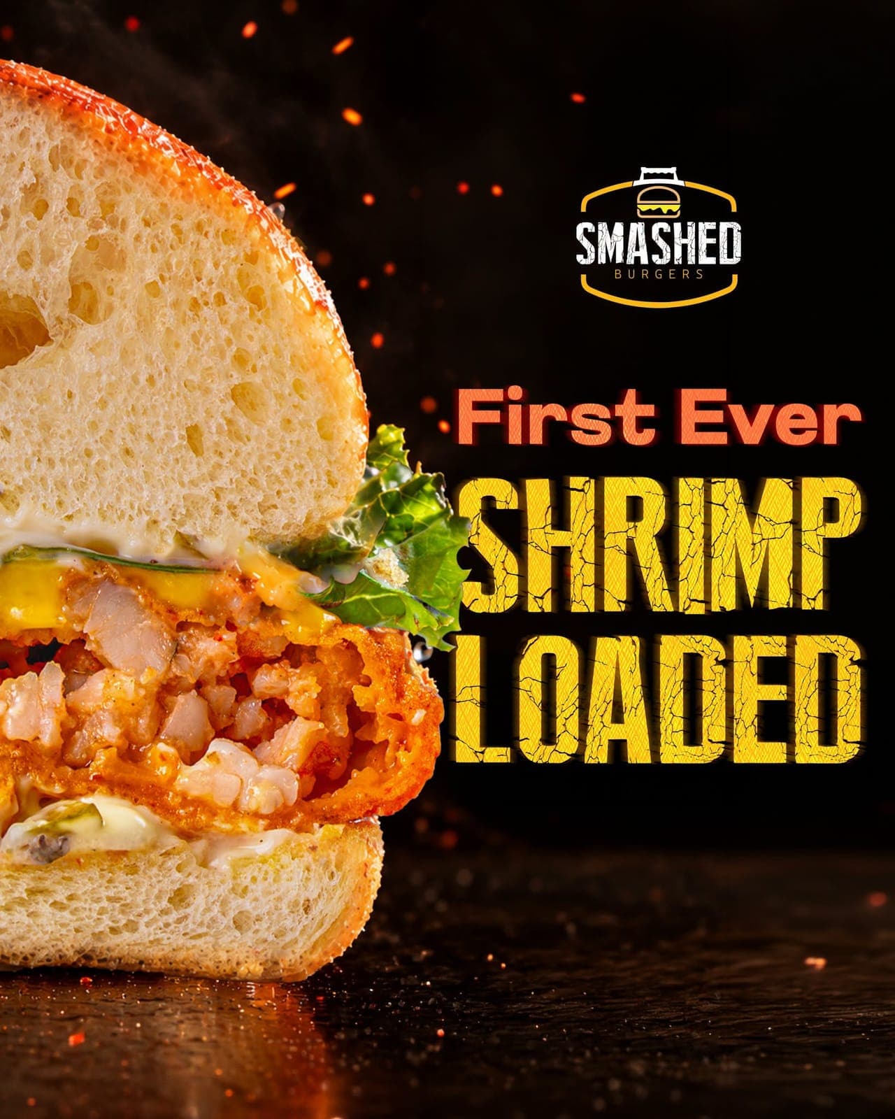 Cross-section of the shrimp-loaded burger
