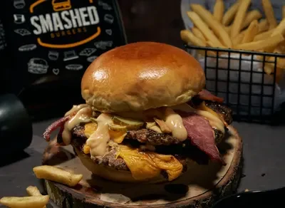Mustard Drizzled Beef Burger